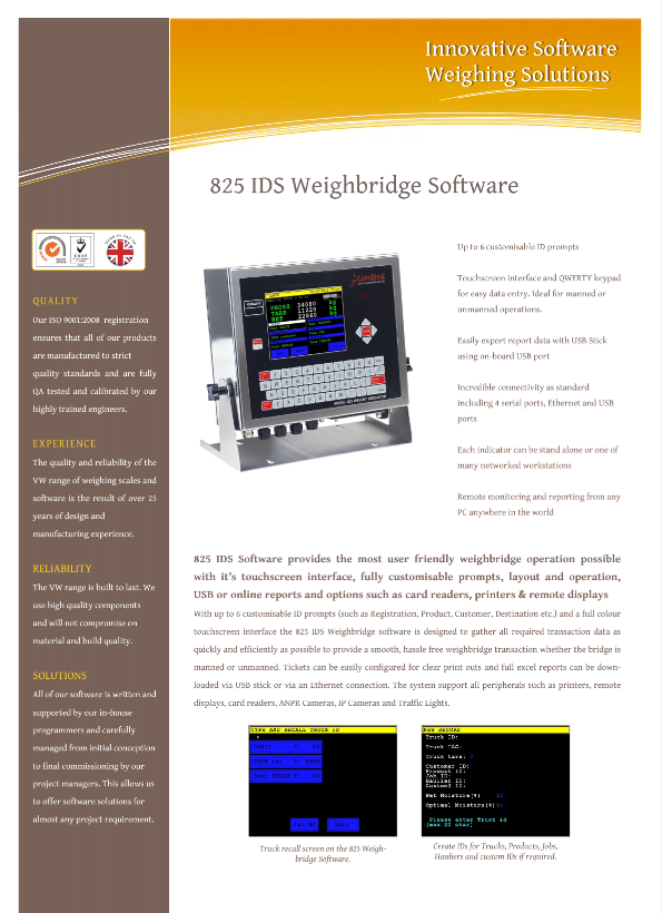 825 Weighbridge Software Literature
